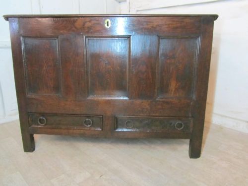 Large 17th Century Oak Mule Chest Coffer