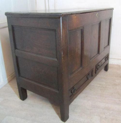 fig 1. Large 17th Century Oak Mule Chest Coffer