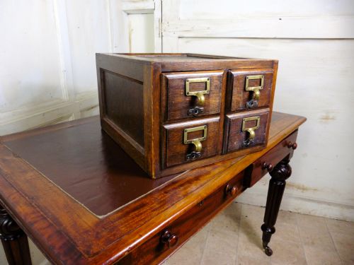 fig 1. Oak 4 Drawer Card Index Filing Cabinet
