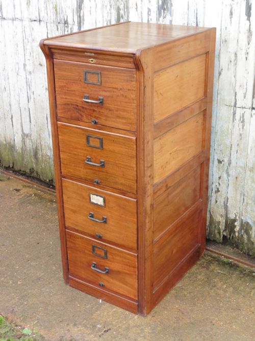 Large Edwardian 4 Drawer Mahogany Filing Cabinet