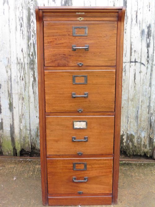 fig 1. Large Edwardian 4 Drawer Mahogany Filing Cabinet