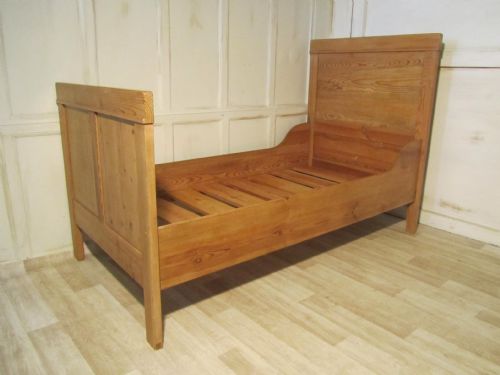 A 19th Century French Rustic Pine Single Sleigh Bed