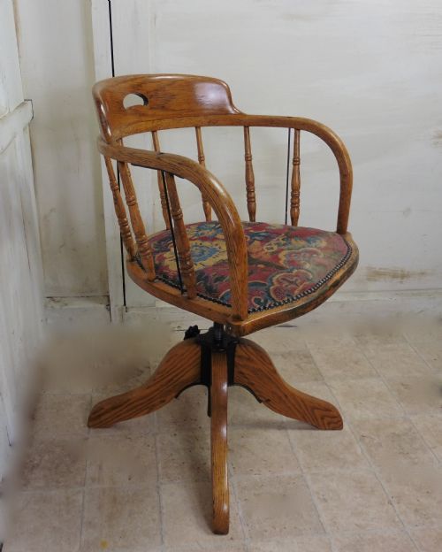 fig 1. Golden Oak Smokers Bow Office or Desk Chair