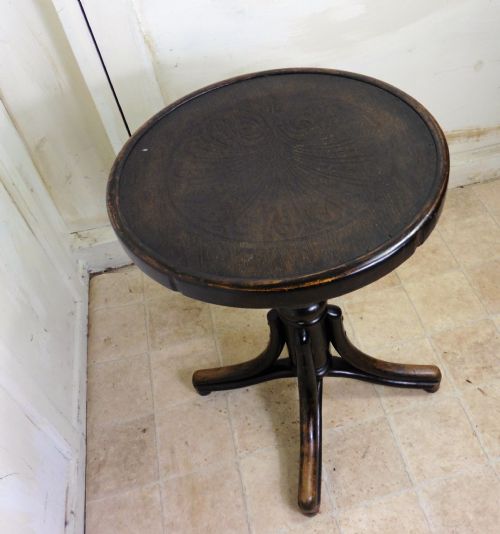 fig 1. Large Swivelling Bentwood Stool, Piano Stool Desk Seat