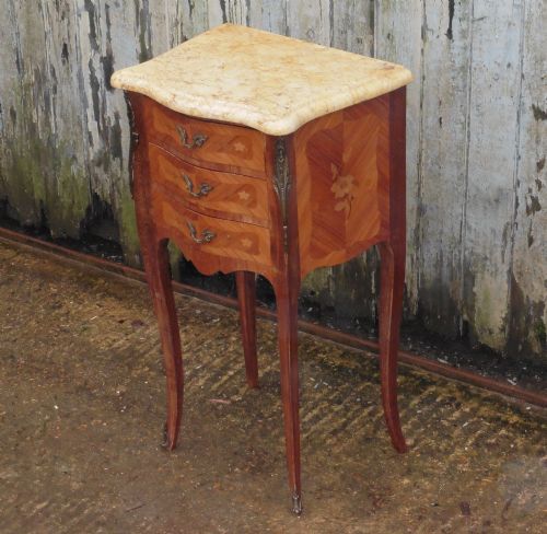 fig 1. French Marquetry and Marble Bedside Cupboard