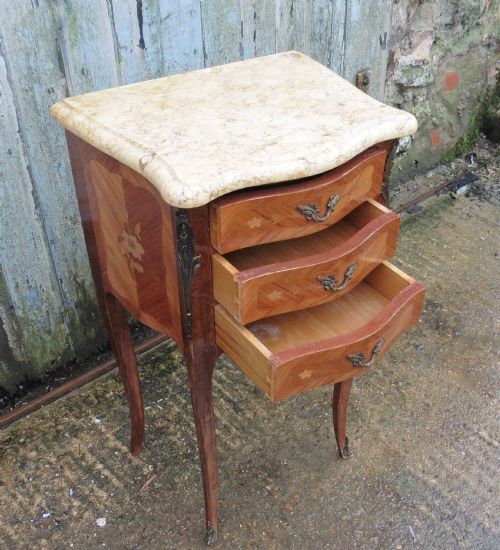 fig 2. French Marquetry and Marble Bedside Cupboard