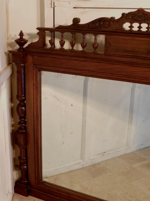fig 1. French Carved Gothic Oak Over Mantle Mirror