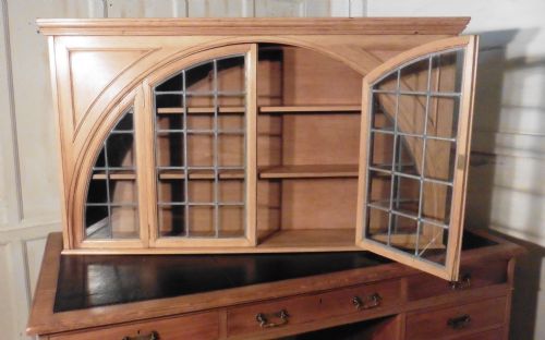 fig 1. Unusual Arts & Crafts Leaded Glass Pine Cupboard