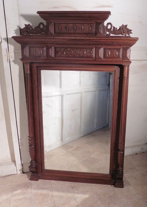 French Carved Oak Wall Mirror