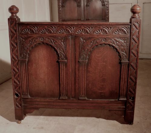 fig 1. A Superb Victorian Gothic Carved Oak Single Bed