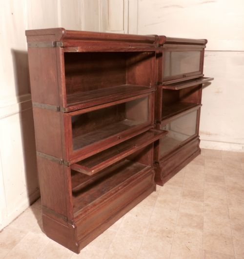 fig 2. A Pair of 3 Stack Oak Globe Wernicke Barristers Bookcases