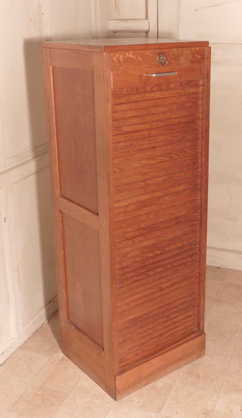 fig 2. A French Tambour Fronted Oak Art Deco Filing Cabinet