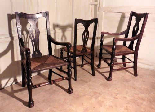 fig 2. Set of 6 Country Oak Dining Chairs, Georgian Style