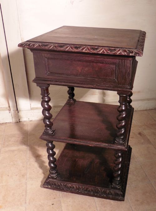 fig 2. A Victorian Carved Oak Etagere or Occasional Table