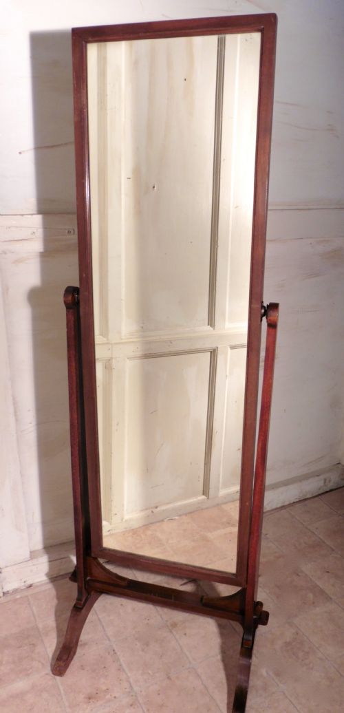 Art Deco Walnut Cheval Mirror