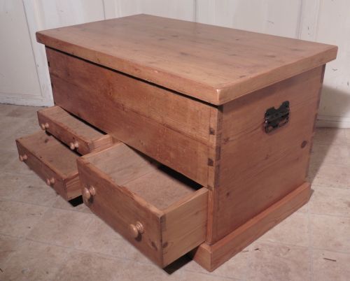 fig 2. Large Victorian Solid Pine Mule Chest.