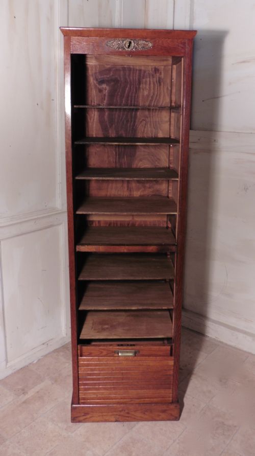 fig 1. A French Tambour Fronted Oak Art Deco Filing Cabinet