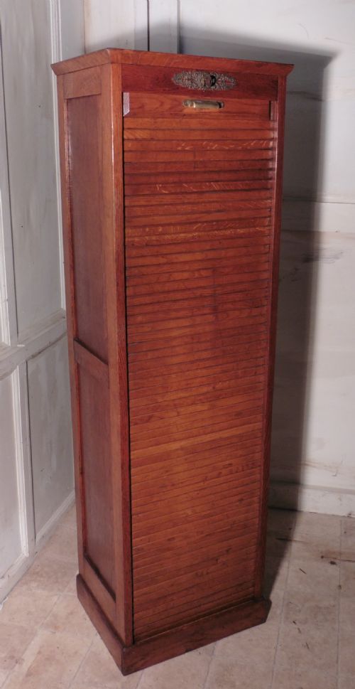 fig 2. A French Tambour Fronted Oak Art Deco Filing Cabinet