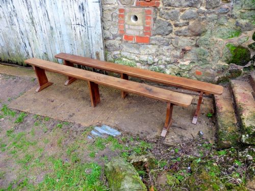 Pair of Old French Elm Farmhouse Kitchen Benches