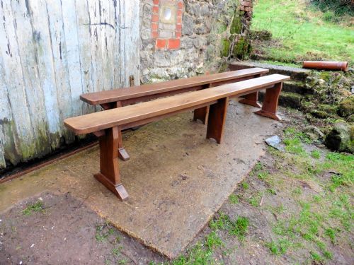 fig 1. Pair of Old French Elm Farmhouse Kitchen Benches