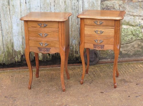 Pair of French Golden Oak Bedside Cabinets