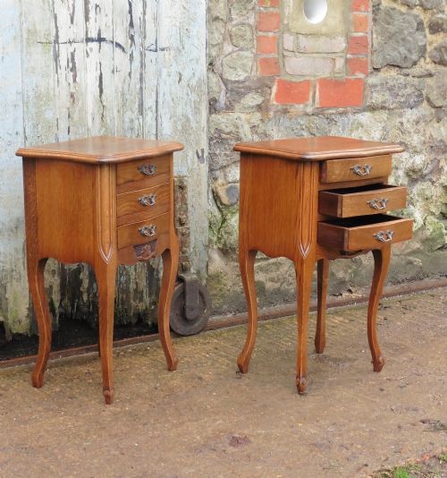 fig 1. Pair of French Golden Oak Bedside Cabinets