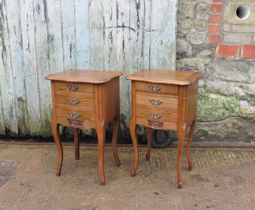 fig 2. Pair of French Golden Oak Bedside Cabinets