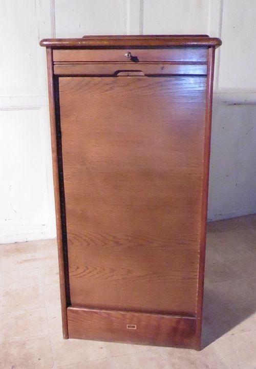 Tambour Fronted Bleached Oak Art Deco Filing Cabinet, by Abbess
