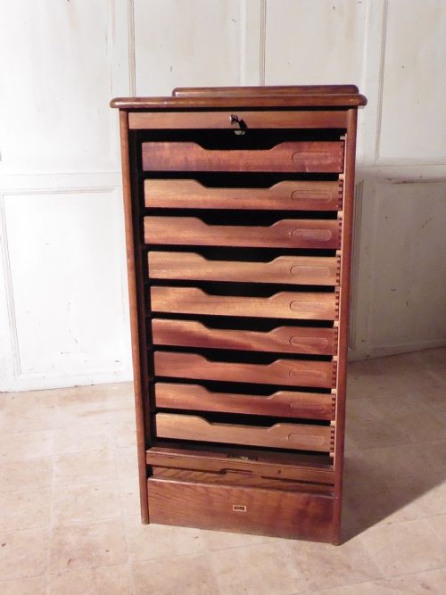 fig 1. Tambour Fronted Bleached Oak Art Deco Filing Cabinet, by Abbess
