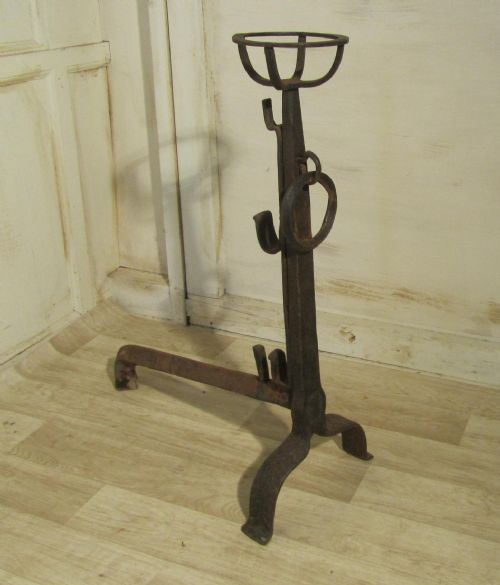 fig 2. An Enormous Pair of 18th Century French Iron Andirons or Fire Dogs