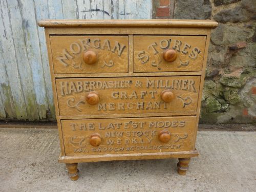 Victorian Painted Pine Chest of Drawers, Morgan’s Stores Milliners of Colchester