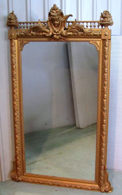 A Large French Art Nouveau Gilt Wall Mirror