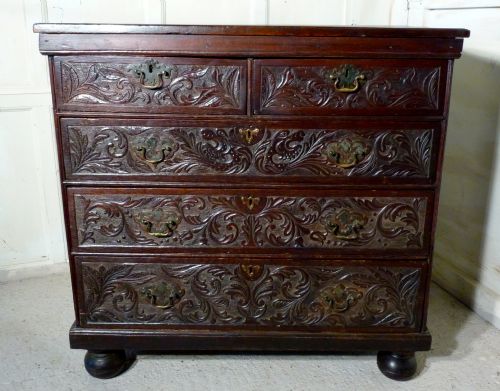 18th Century Carved Oak Chest of Drawers
