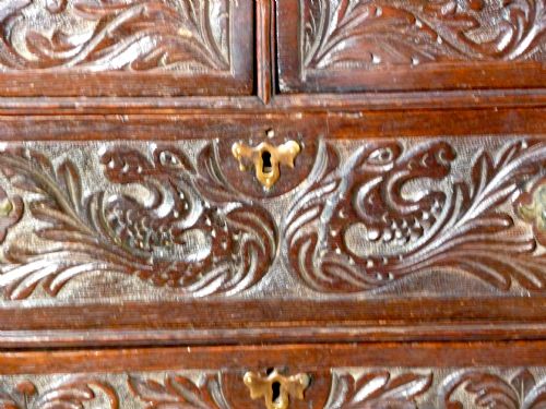 fig 2. 18th Century Carved Oak Chest of Drawers