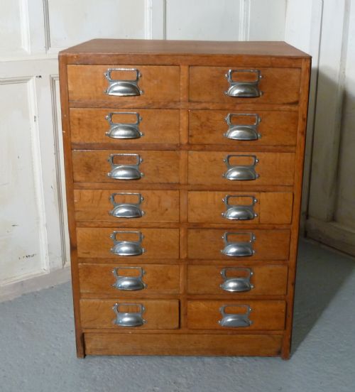Golden Oak 14 Drawer Filing Cabinet