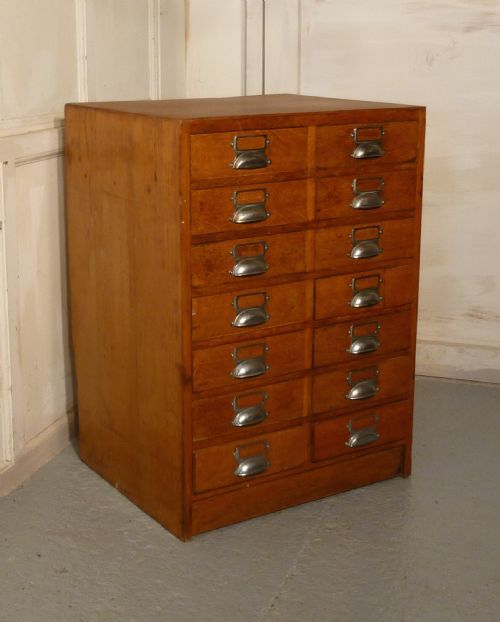 fig 1. Golden Oak 14 Drawer Filing Cabinet