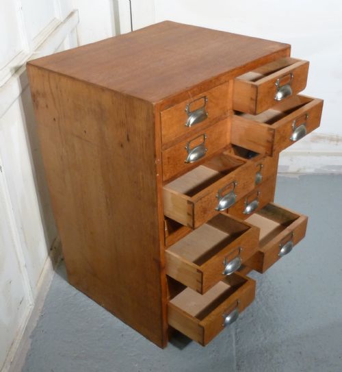 fig 2. Golden Oak 14 Drawer Filing Cabinet