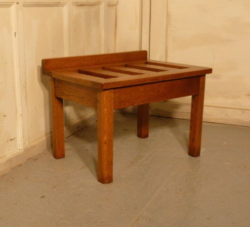 fig 1. A Sturdy Golden Oak Luggage Rack, Suitcase Stand
