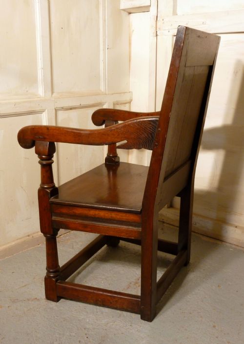 fig 3. Early 18th Century Inlaid Oak Wainscot Chair.