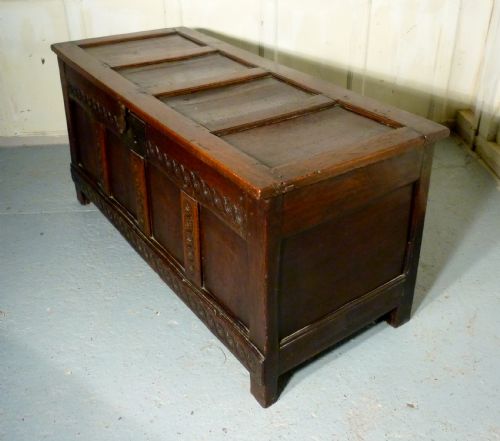 fig 2. A Large 17th Century Carved Oak Coffer