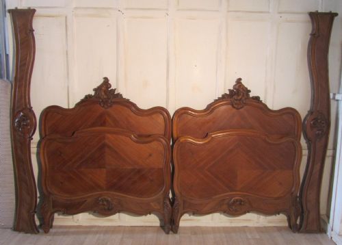 Pair of Louis Xv Style French Rococo Twin Beds, King Sized Double