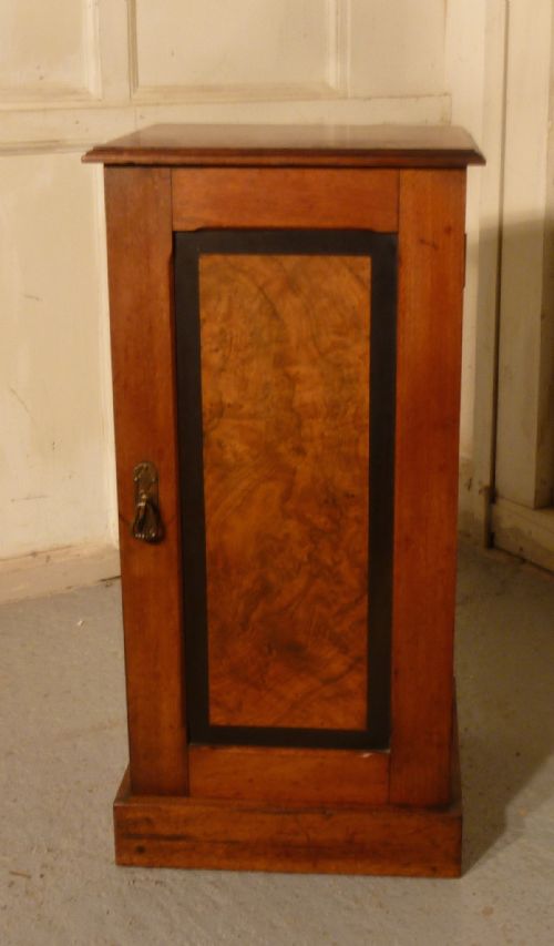Victorian Burr Walnut and Mahogany Bedside Cupboard