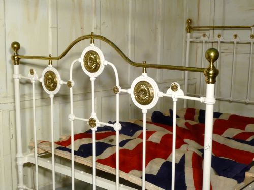 fig 1. A Good Heavy Quality White Brass and Iron Double Bed