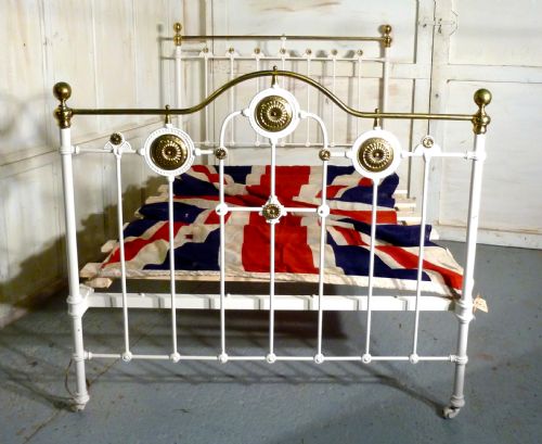 fig 2. A Good Heavy Quality White Brass and Iron Double Bed