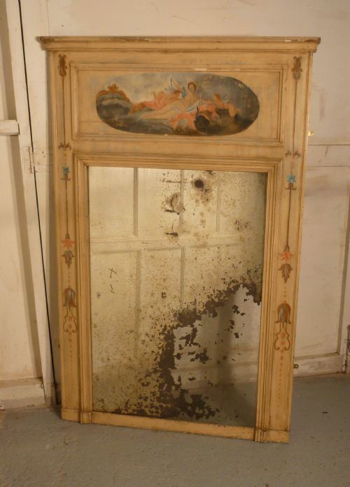 Large French Shabby Trumeau Style Console Mirror