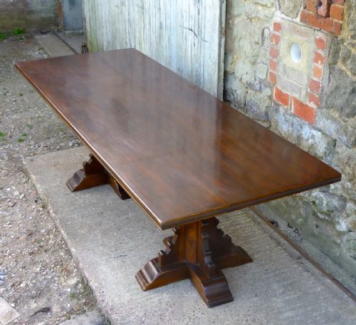 Large Gothic Style Walnut Refectory Table, Boardroom Table