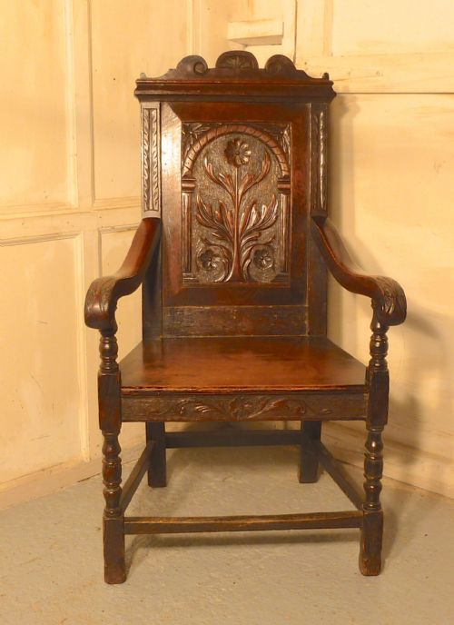 fig 2. 17th Century Carved Oak Wainscot Chair