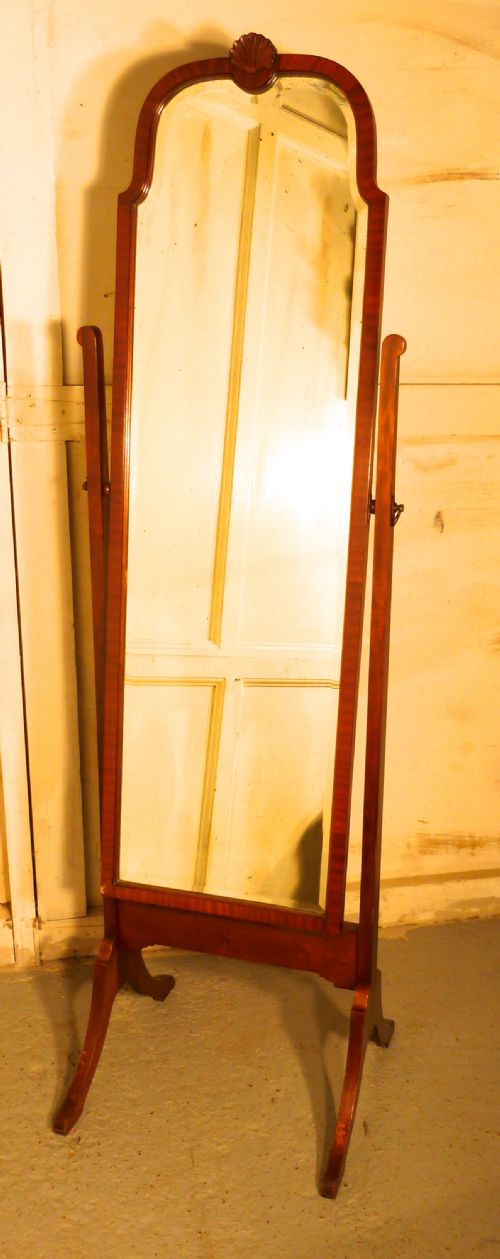 Edwardian Mahogany Adam Style Cheval Mirror