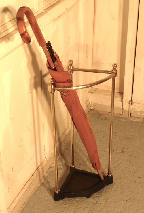A Victorian Brass and Cast Iron Corner Stick Stand or Umbrella Stand