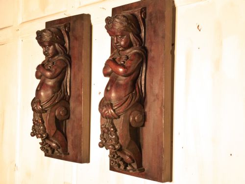 fig 2. Pair of Early 19th Century Carved Oak Putti, Caryatid
